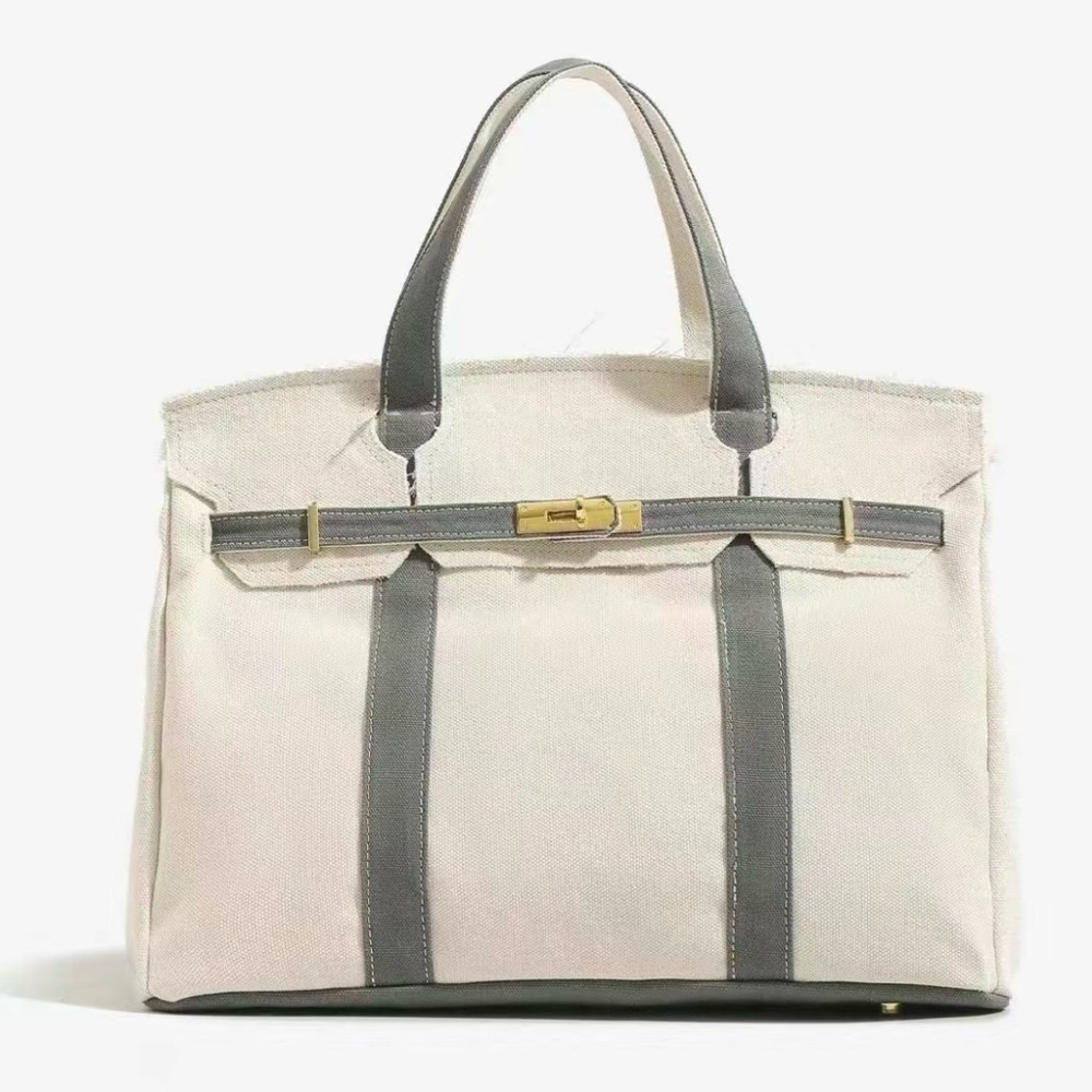 Canvas & Grey Tote – Neutral Minimal Carryall NEW & Ready to Ship - Picture 11 of 11
